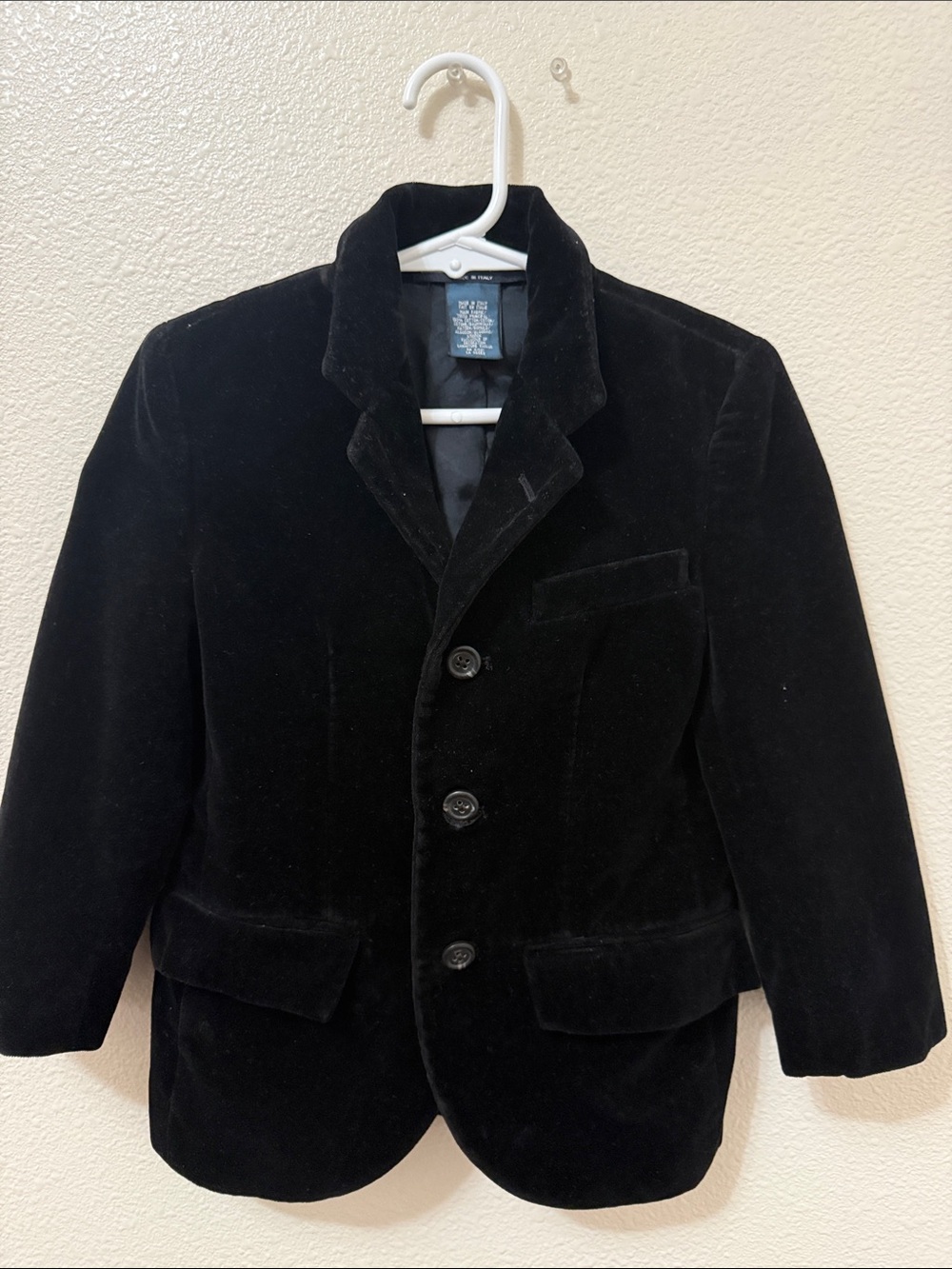 Polo by Ralph Lauren Black Velvet Pea Coat for Kids